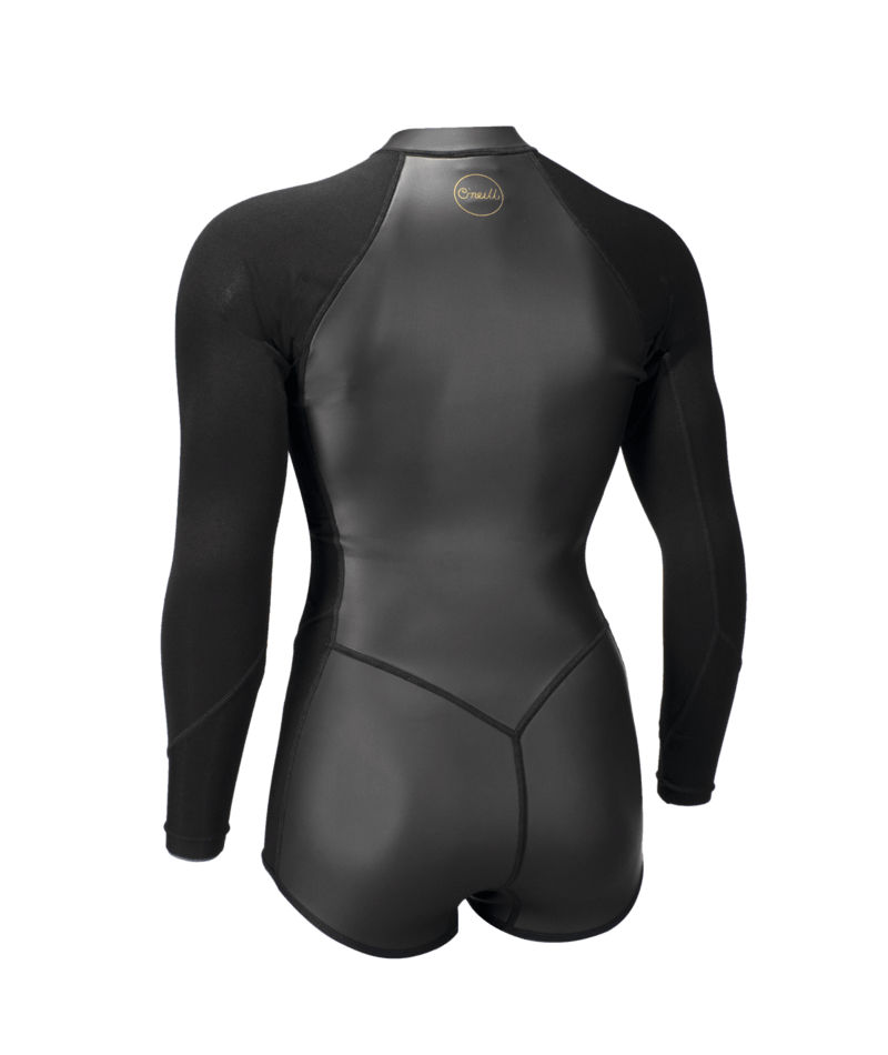O Neill Bahia 2/1mm Front Zip LS Surf Suit Womens Springsuit FQ9-Glideskin Black-Black-Black 8