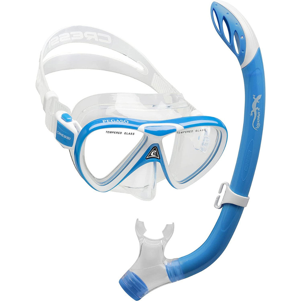 Cressi Pegaso and Iguana Dry Snorkeling Combo Blue