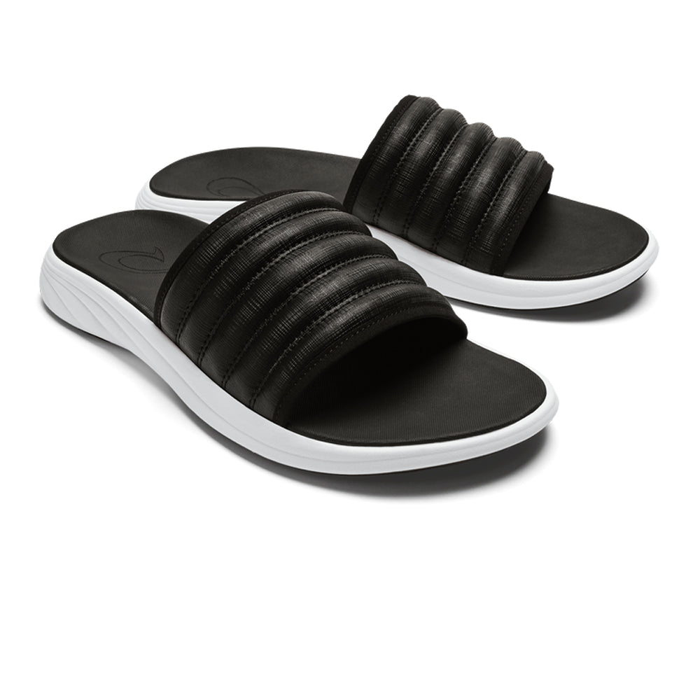 Olukai Komo Slide Mens Sandal 4040-Black-Black 12