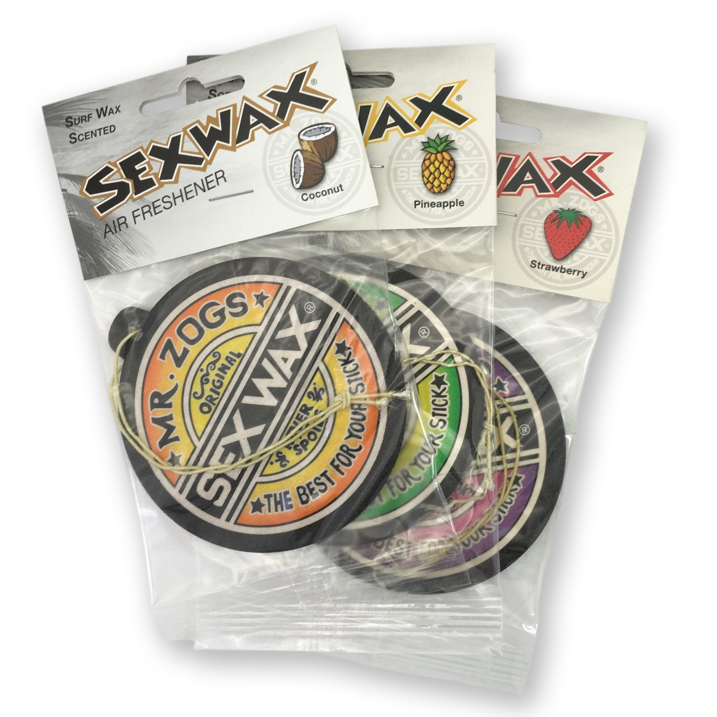 Sex Wax Air Freshener, 3-Pack, Coconut, Pineapple, Strawberry