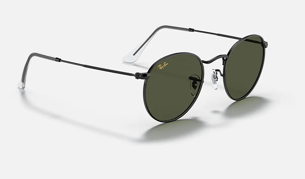 Ray Ban Round Metal Polarized Sunglasses Black G-15Green Round