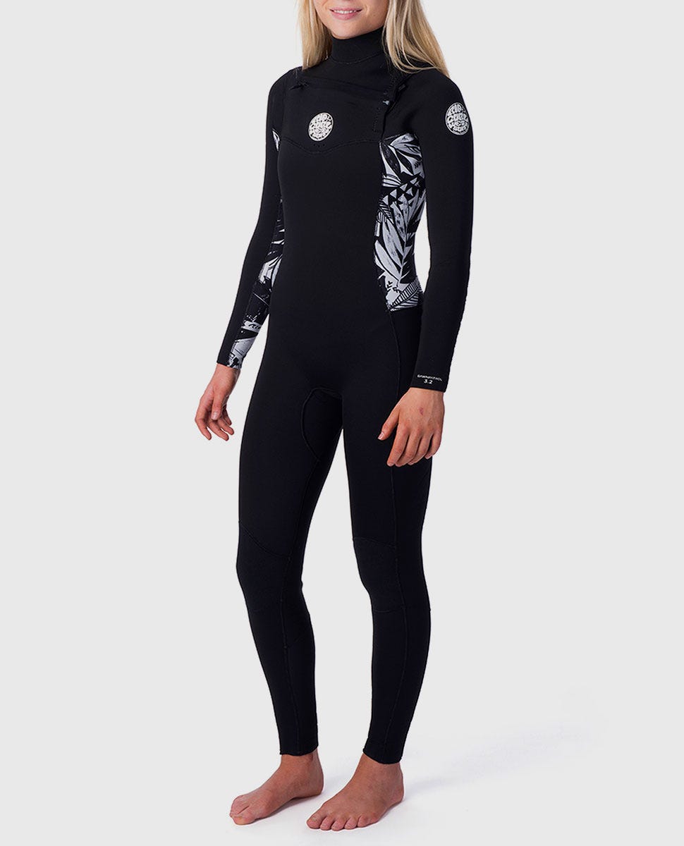Rip Curl Dawn Patrol 3/2mm Chest Zip Womens Fullsuit BBK-Black-Black 14