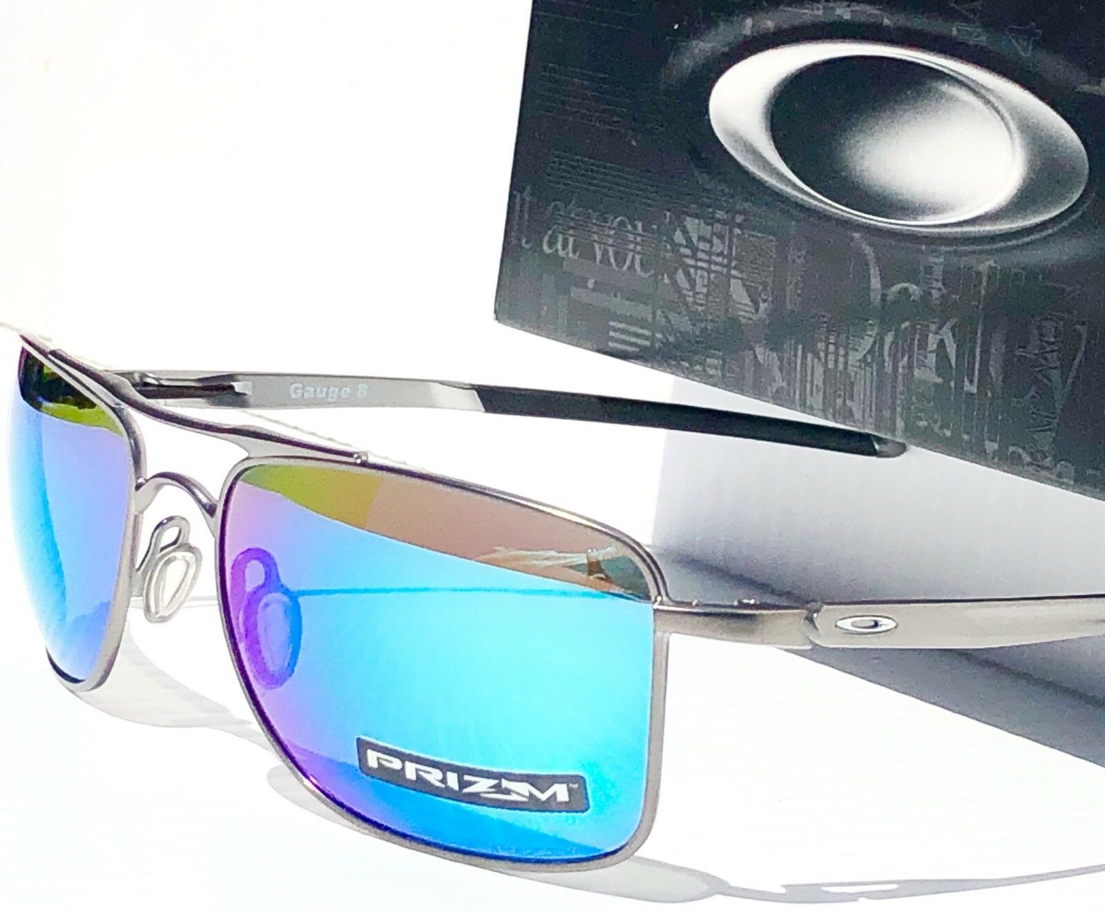 Oakley Gauge 8 Polarized Sunglasses Matte Gunmetal Prizm Sapphire Aviator