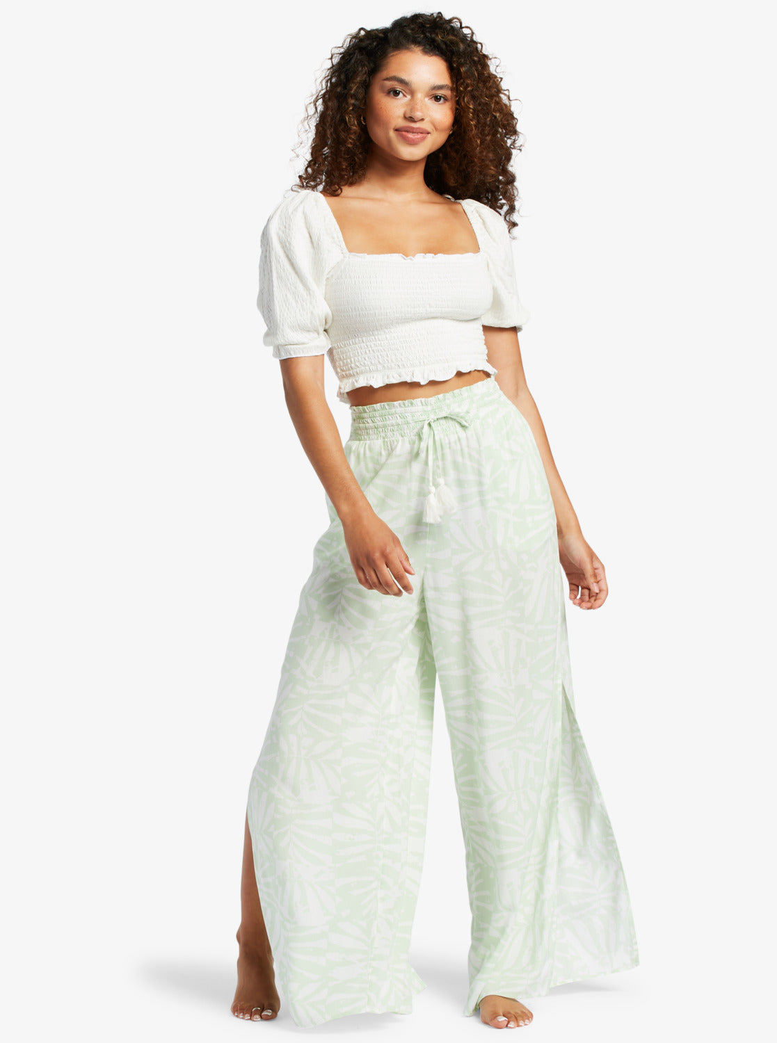 Roxy Sunset Walks Puff Sleeve Crop WBK0 L