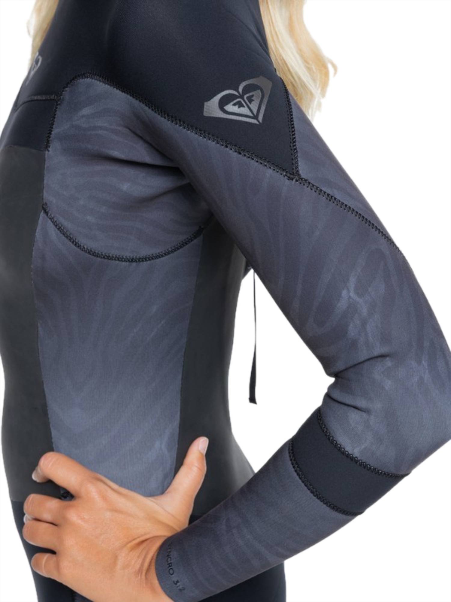 Roxy Syncro 3/2mm Back-Zip GBS Fullsuit XKKK-Black-Black-Black 2