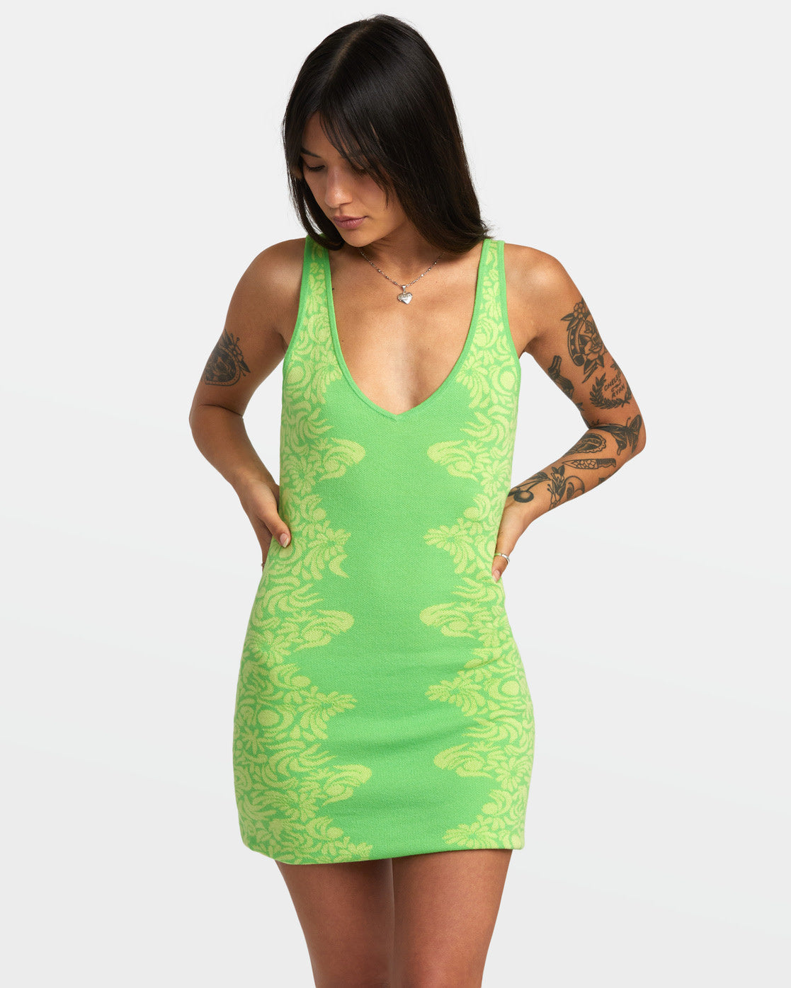 RVCA Mai Tai Sweather Dress GJS0-Green Flash L
