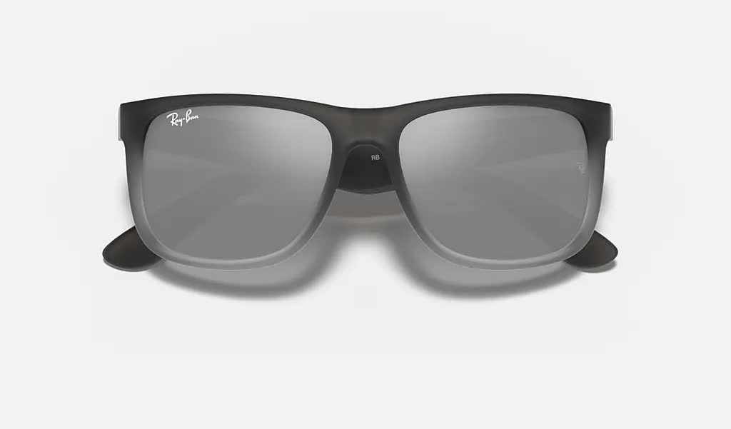 Ray Ban Justin Polarized Sunglasses RubberGrey/Transparent GreySilverMirror Wayfarer