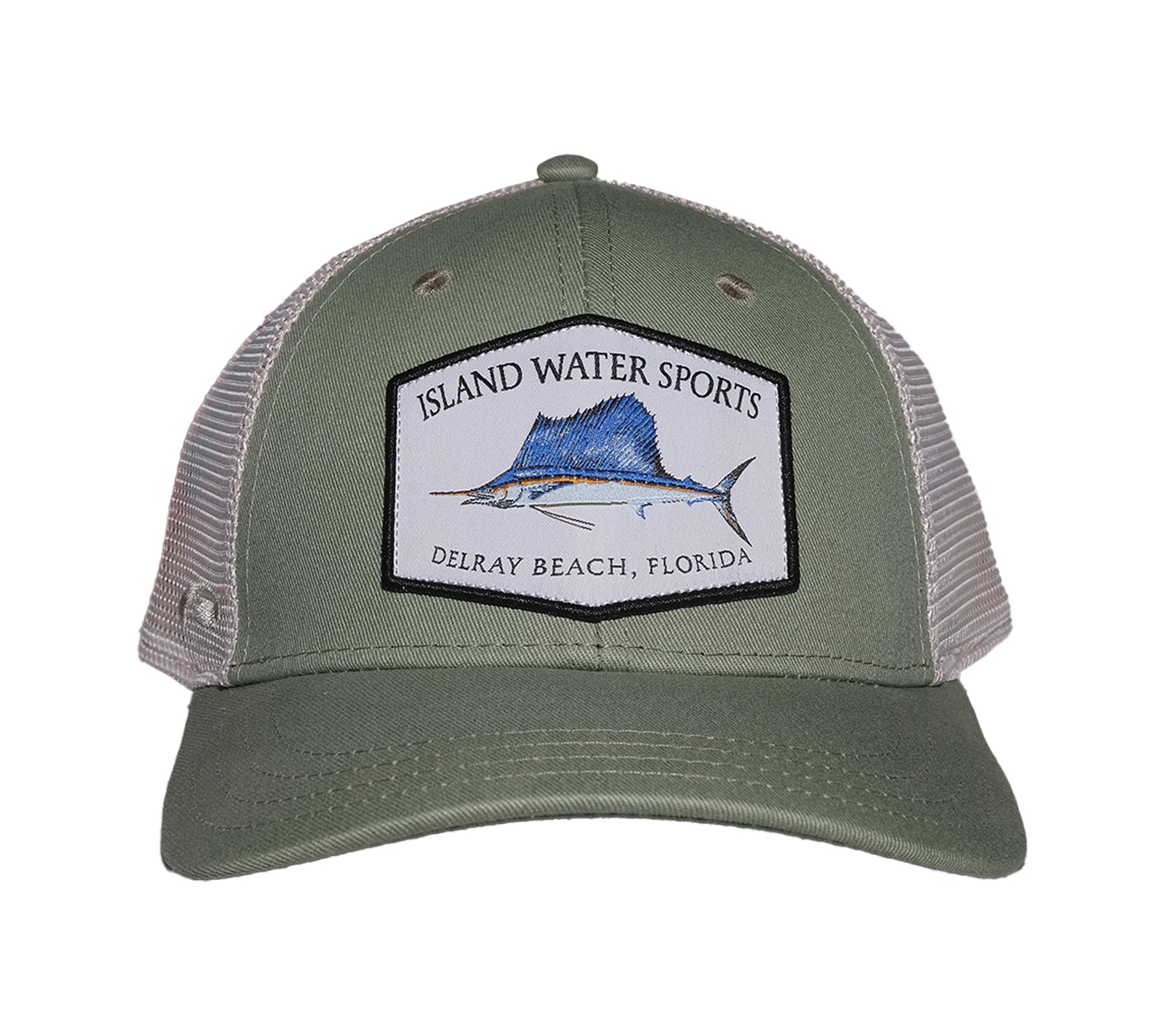 Island Water Sports Delray Beach Baseball Hat Marlin Sage