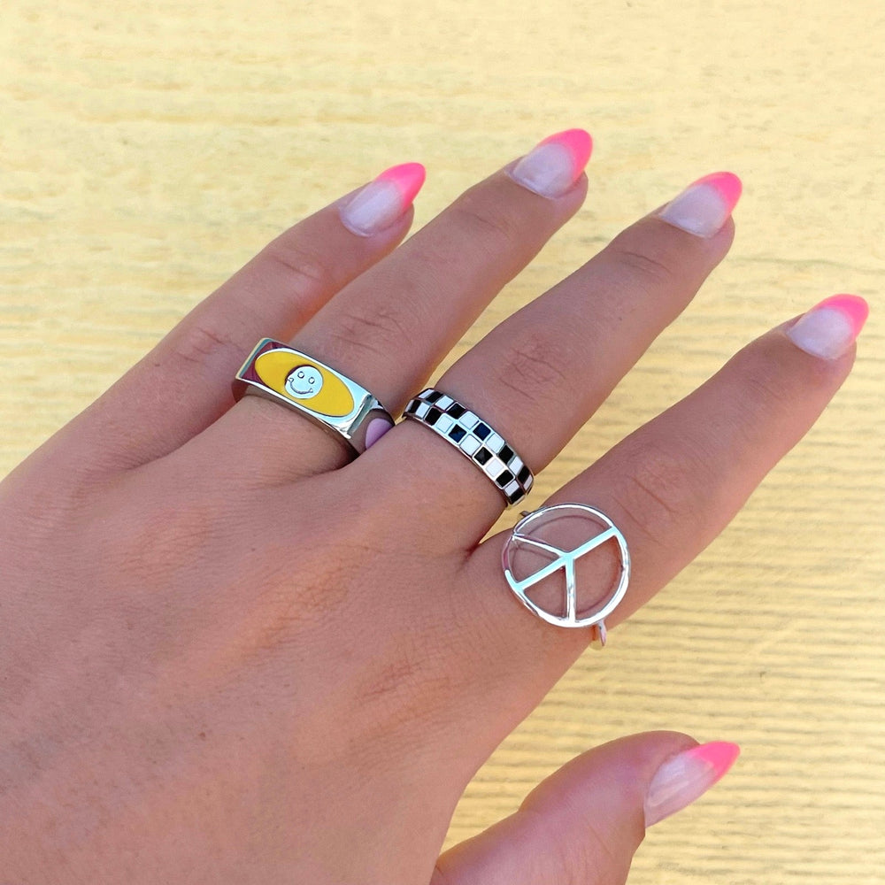 Puravida Checkerboard Ring SILV 8