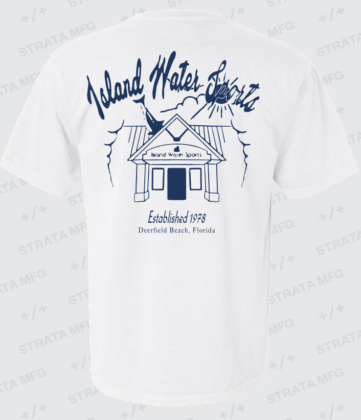 Island Water Sports The Shop SS Tee White/Blue L
