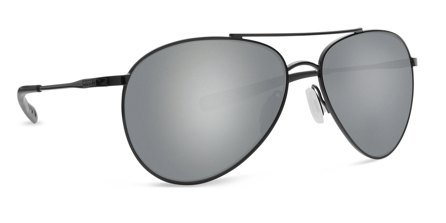 Costa Del Mar Piper Sunglasses Shiny Black Grey Silver Mirror 580P