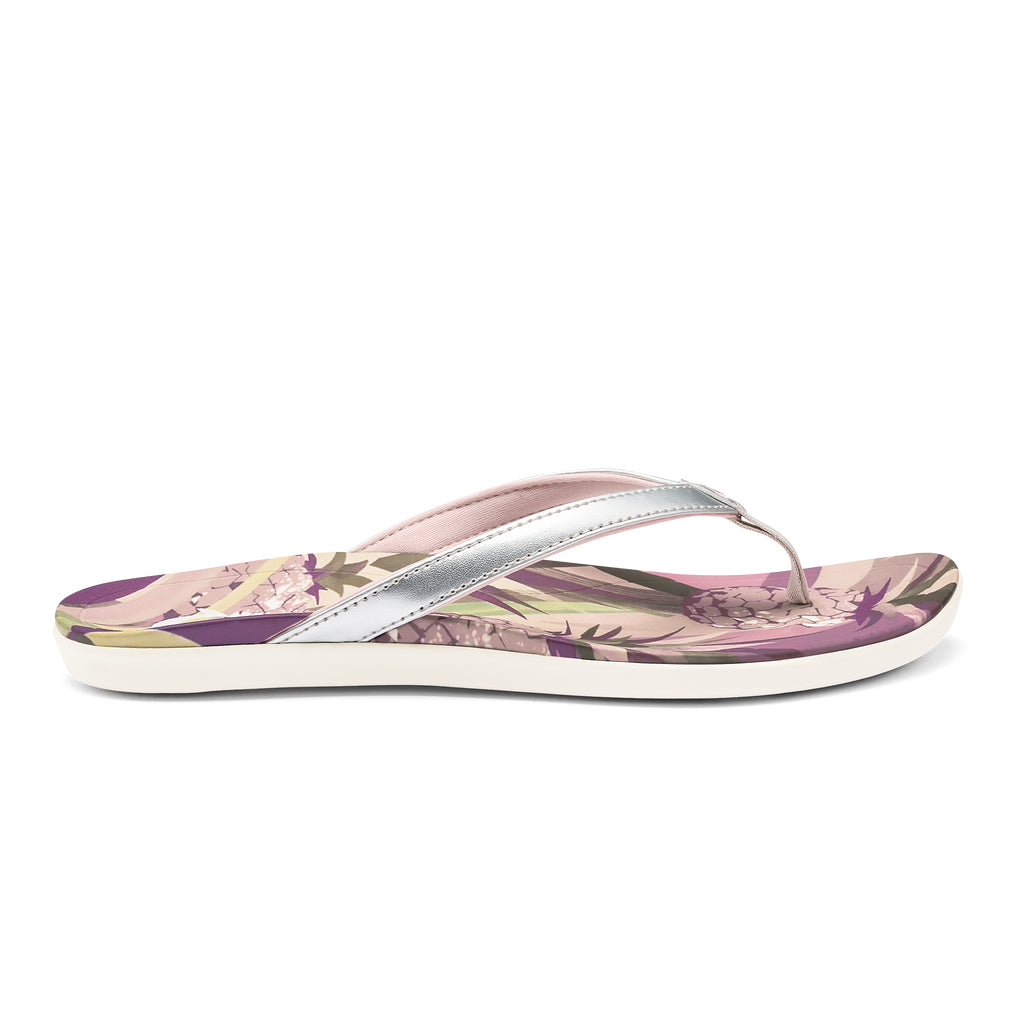 Olukai Ho Opio Hau Womens Sandal 2KPZ-Silver-Pineapple 10