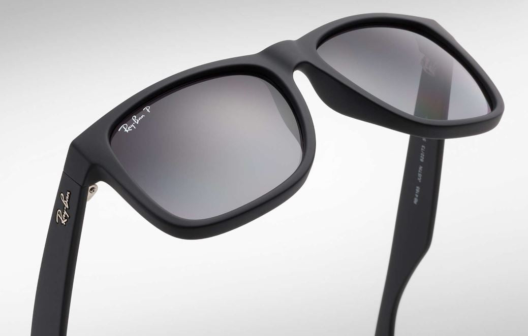 Ray Ban Justin Polarized Sunglasses BlackRubber Grey Gradient Wayfarer