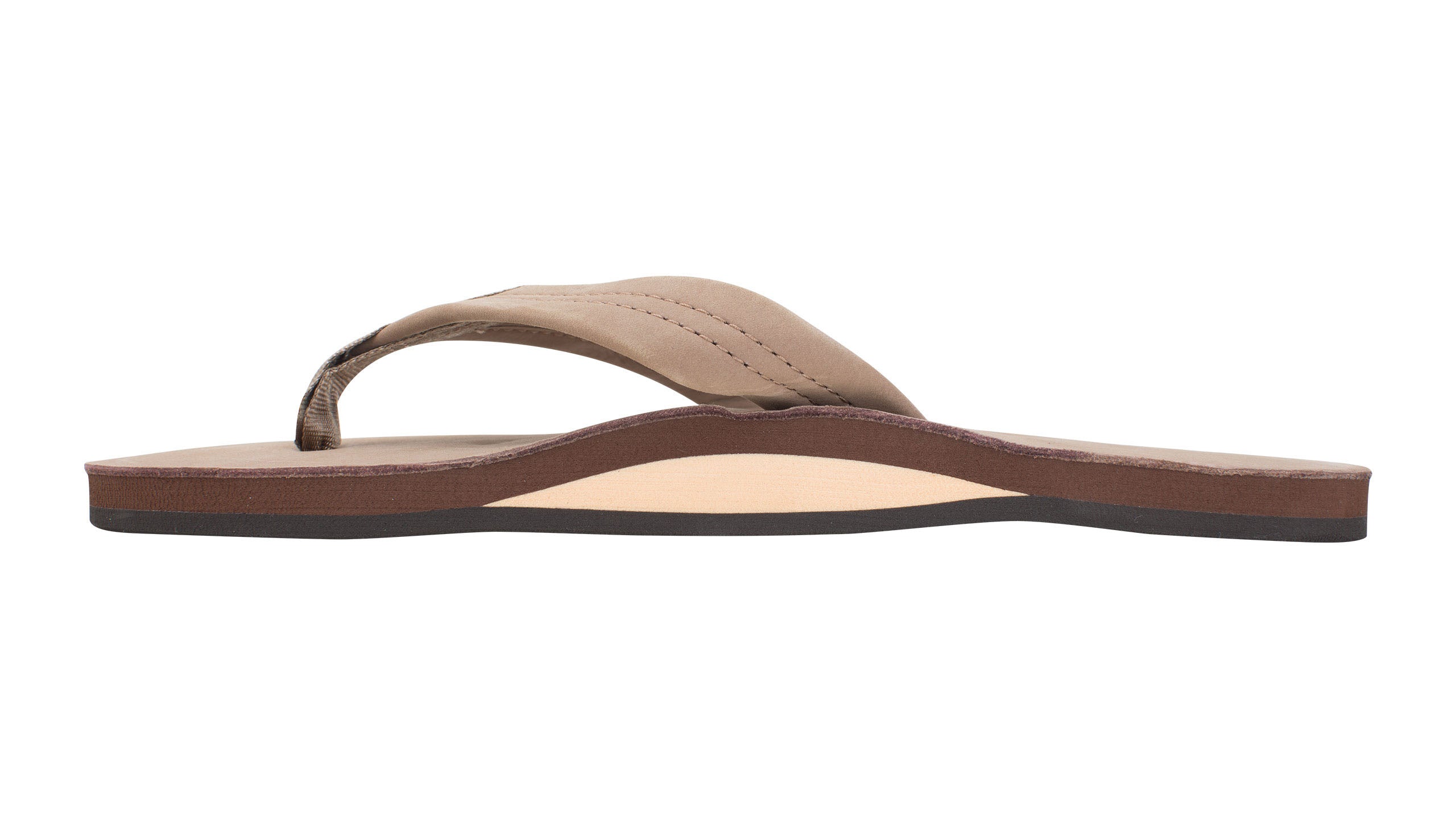 Rainbow Single Layer Leather Womens Sandal Dark Brown 11