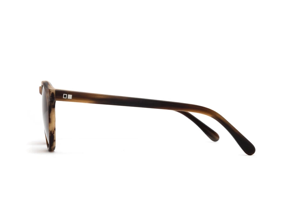 Otis Omar Polarized Sunglasses Horn Wood Brown Round