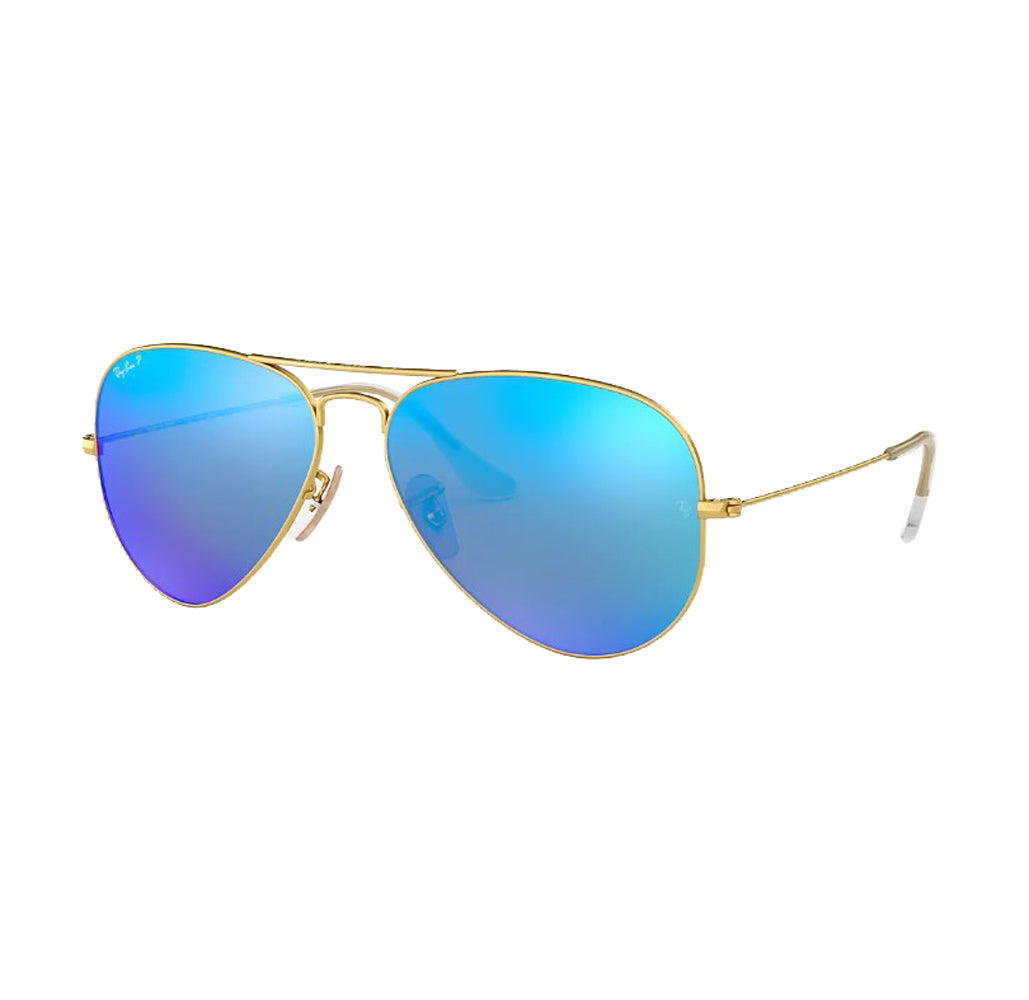 Ray Ban Aviator Large Metal Polarized Sunglasses MatteGold BlueMirror Aviator