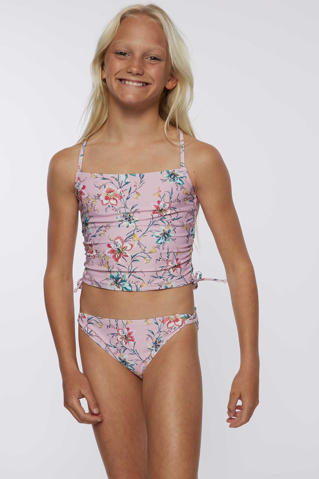 O'neill Girls Sydney Floral Cinch Tankini Set PEO 4