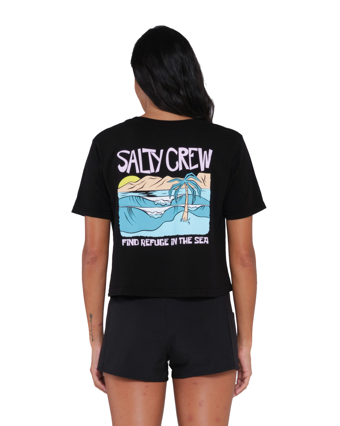 Salty Crew Postcard Crop Tee Black M