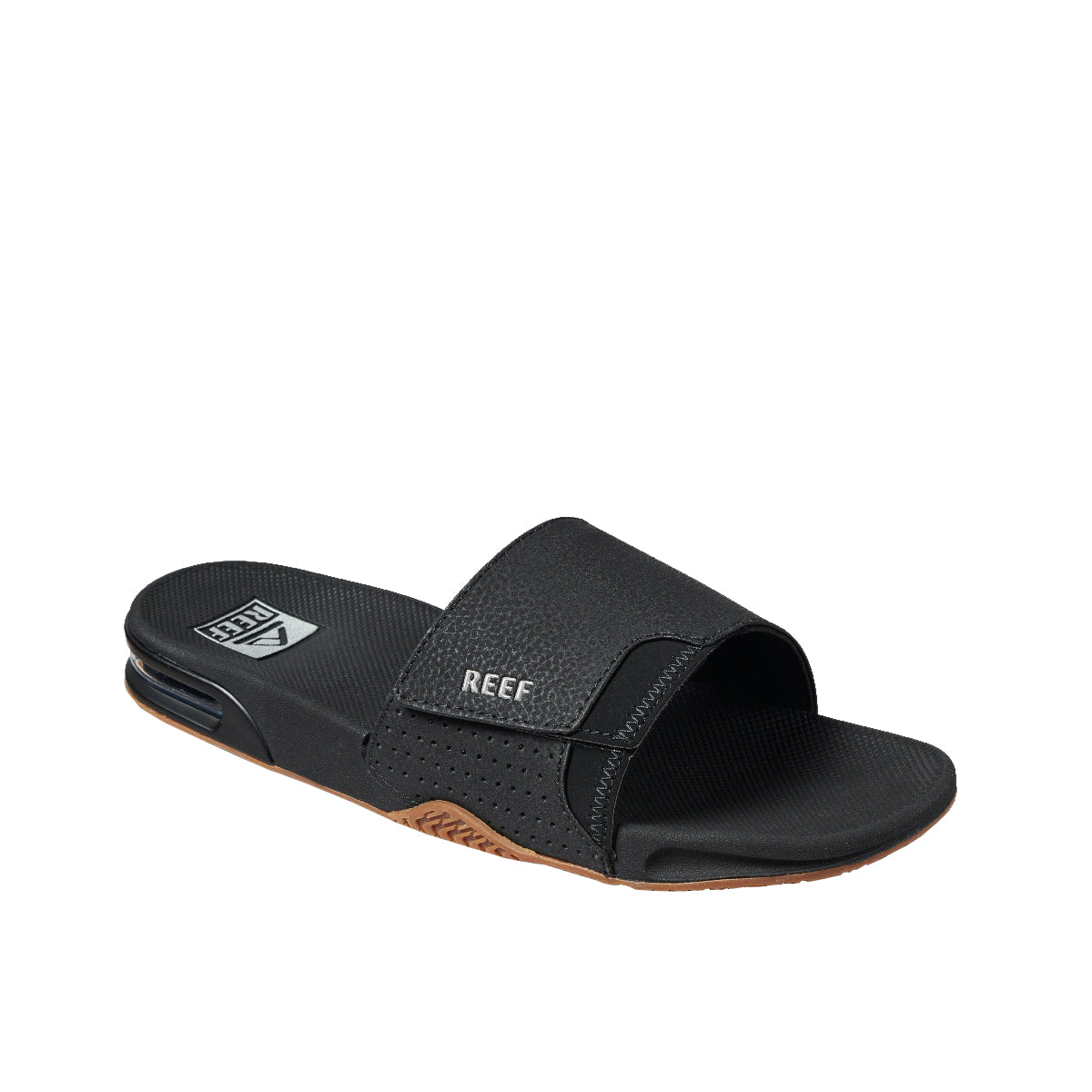 Reef Fanning Slide Mens Sandal Black-Silver 6