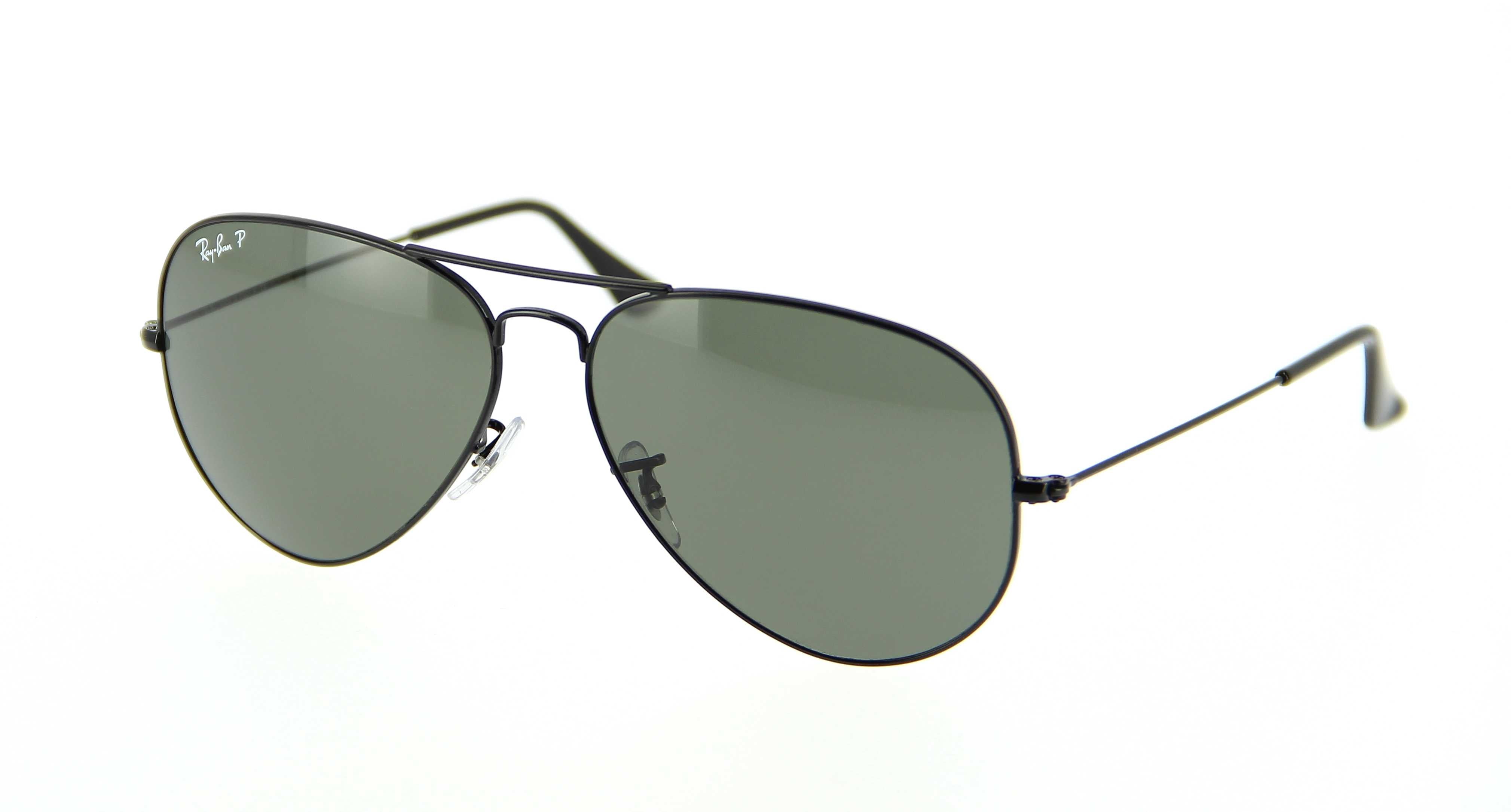Ray Ban Aviator Large Metal Polarized Sunglasses Black Crystal Green Aviator