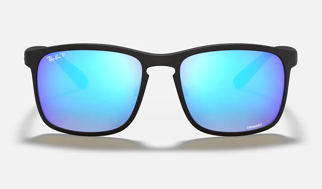 Ray Ban RB4264 Polarized Sunglasses MatteBlack GreenMirrorBlue Square