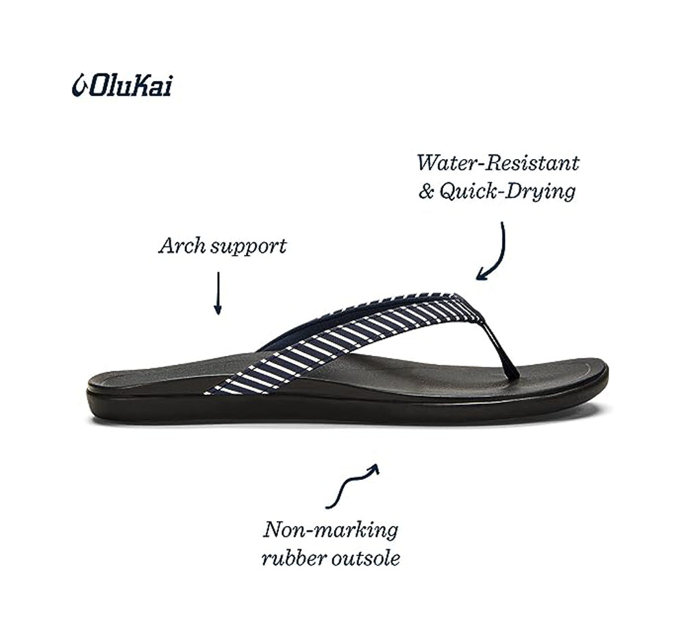 Olukai Ho Opio Womens Sandal DEZP-Trench Blue-Stripe 6