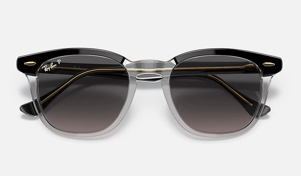 Ray Ban Hawkeye Polarized Sunglasses BlackTransparent GreyGradientPolar