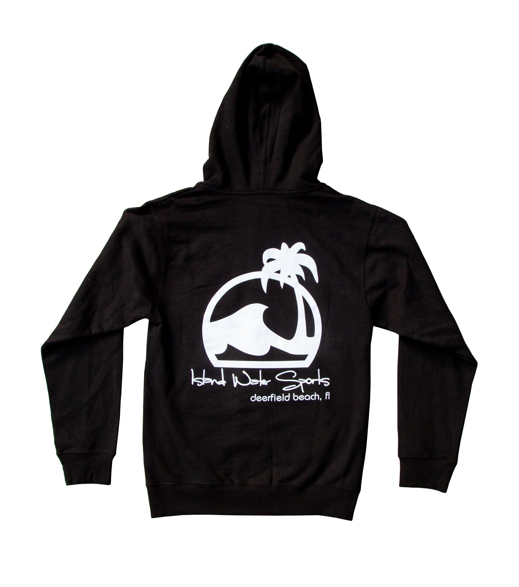 Island Water Sports Script Zip Up Hooded Sweatshirt Black-White L