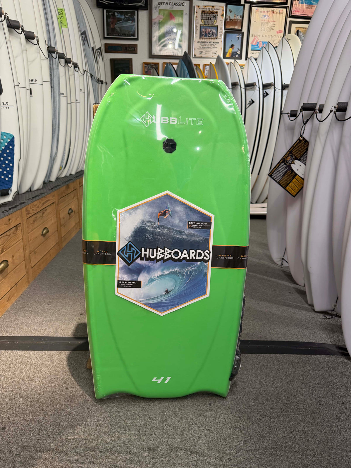 Hubboards Hubblite Bodyboard Lime Green-White-White 41in
