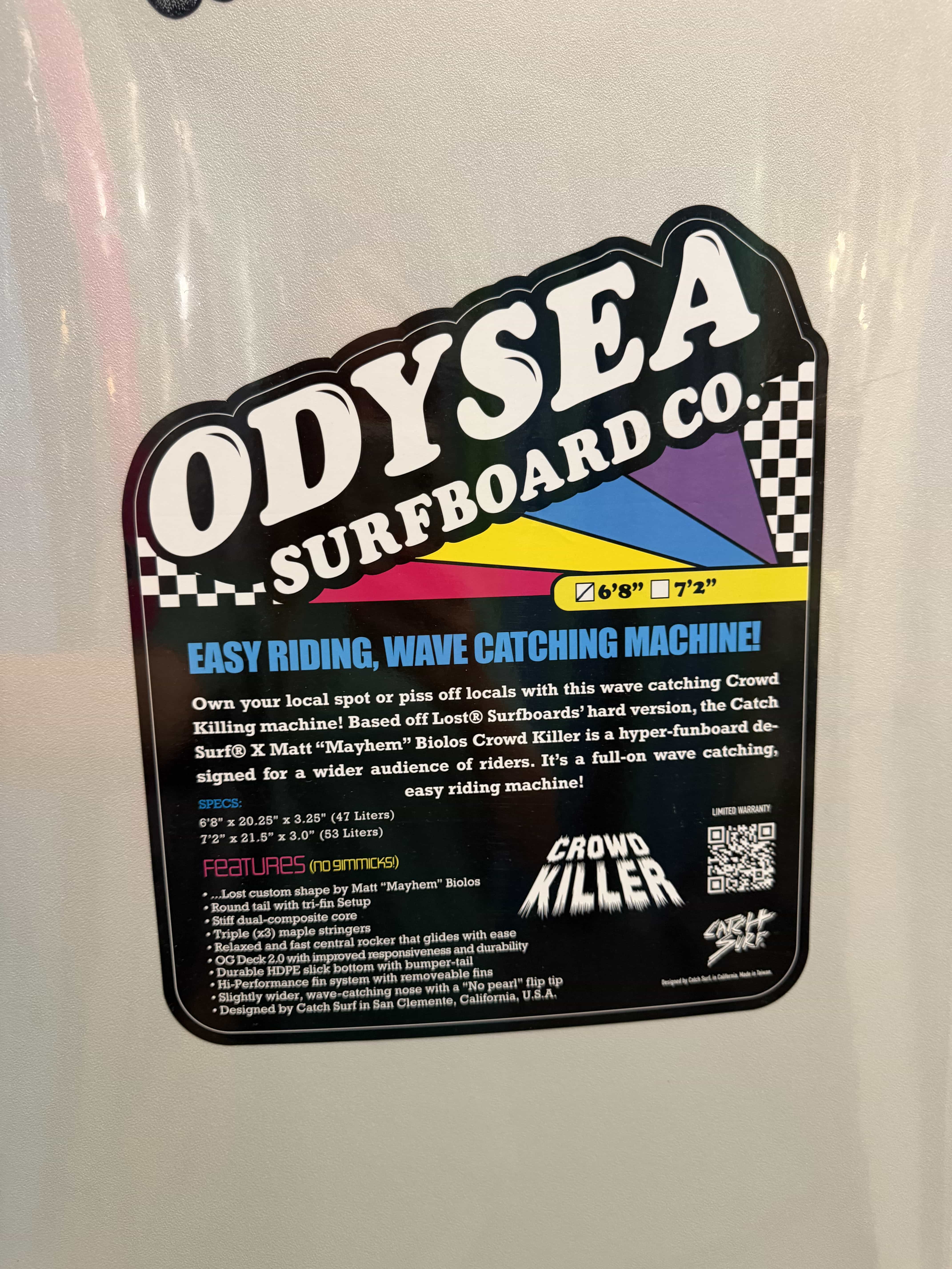 Odysea X Lost Crowd Killer CG26 6ft8in