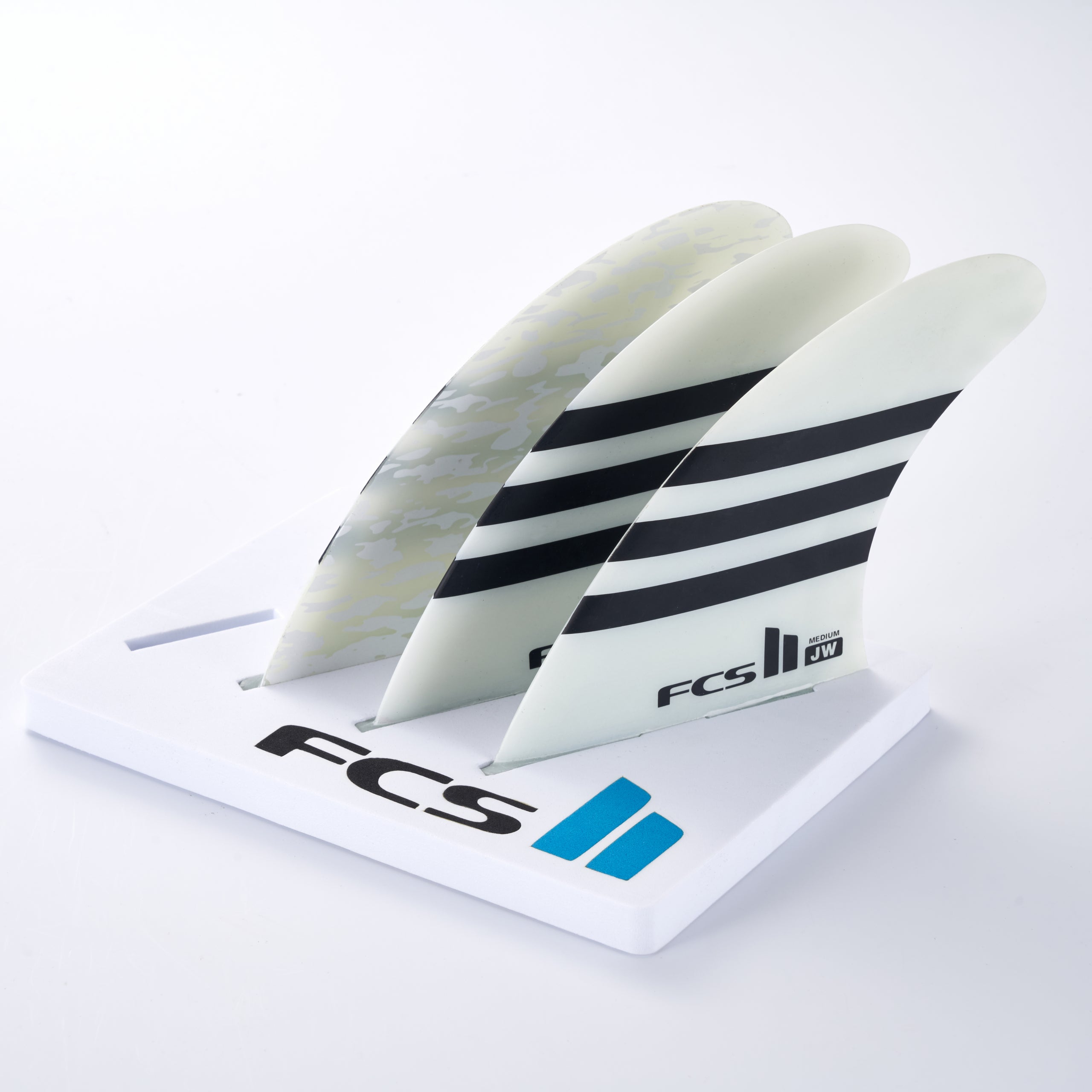 FCS 2 JW PC Tri-Fin Set Black-White L