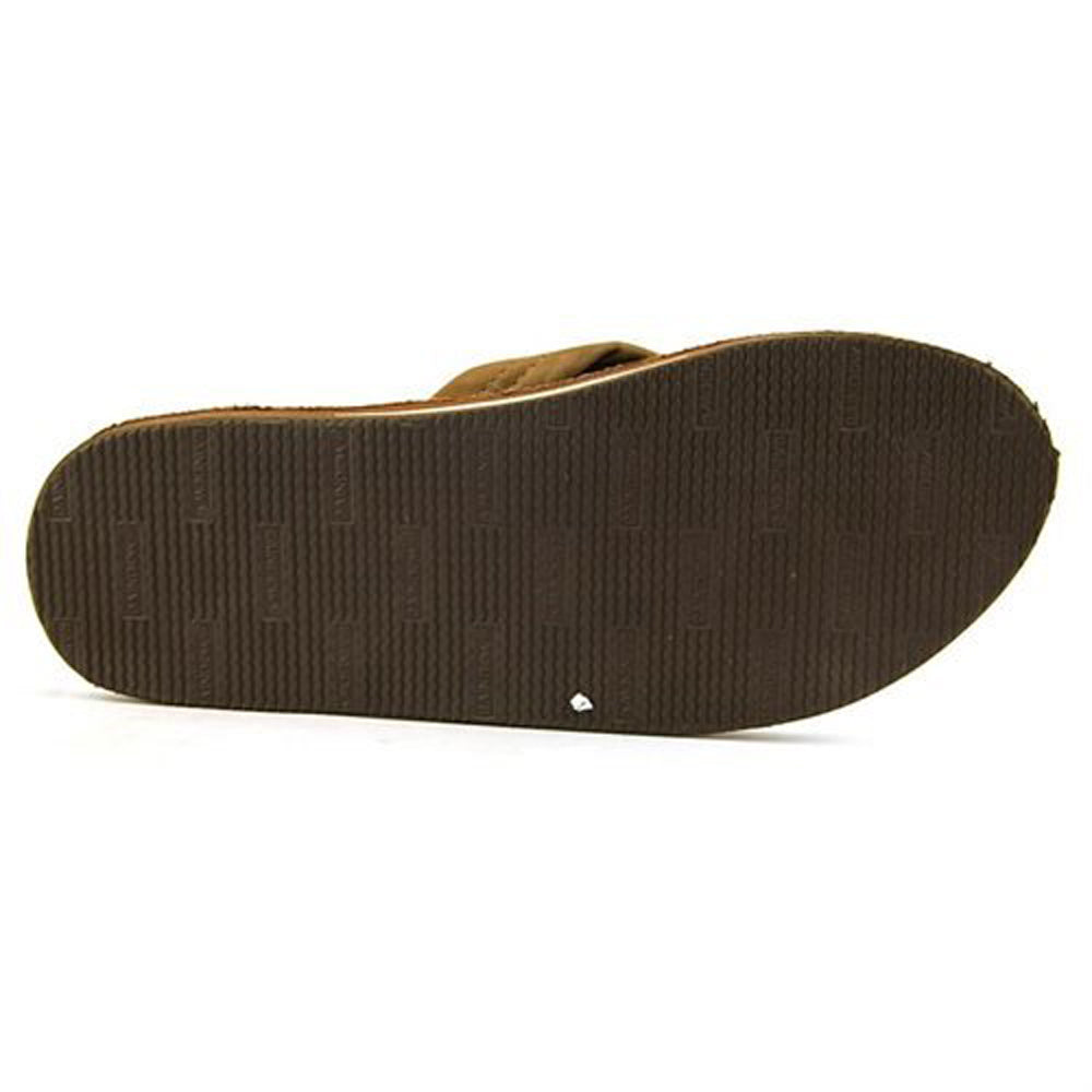 Rainbow Single Layer Leather Mens Sandal Dark Brown XXL