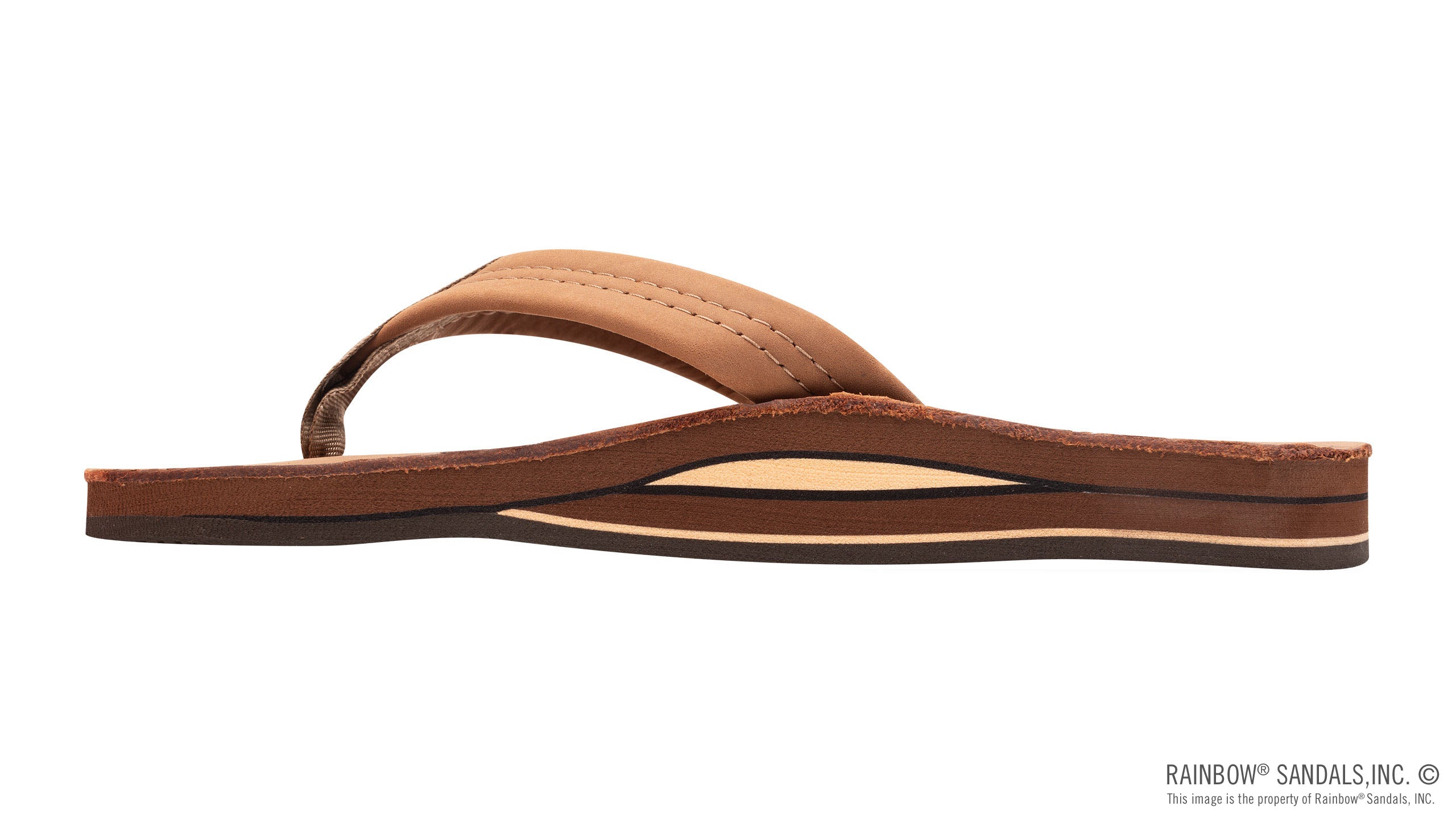 Rainbow Single Layer Leather Mens Sandal Redwood XXL