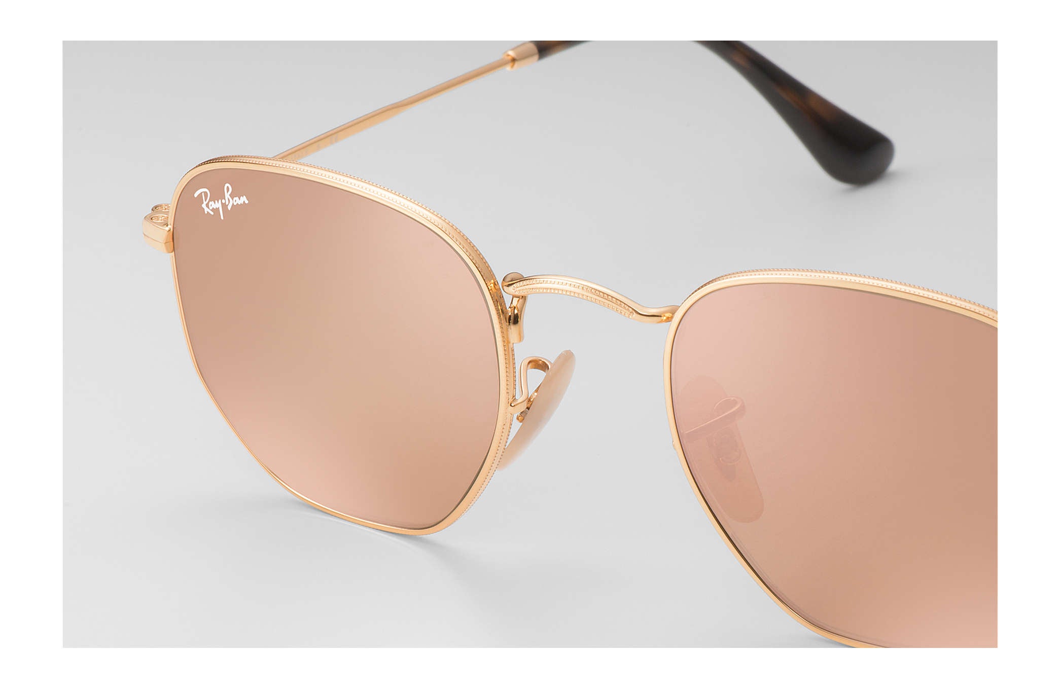 Ray Ban Hexagonal Polarized Sunglasses Gold CopperFlash Hexagonal
