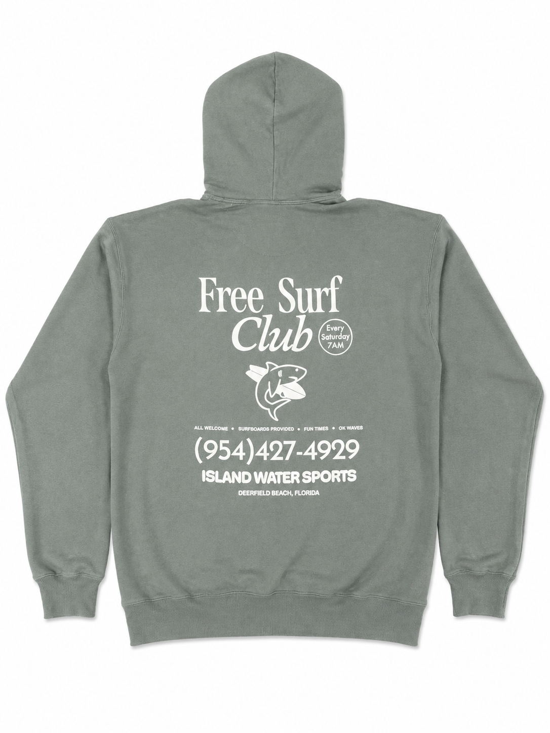Island Water Sports Free Surf Club Hoodies WashedGreen XL