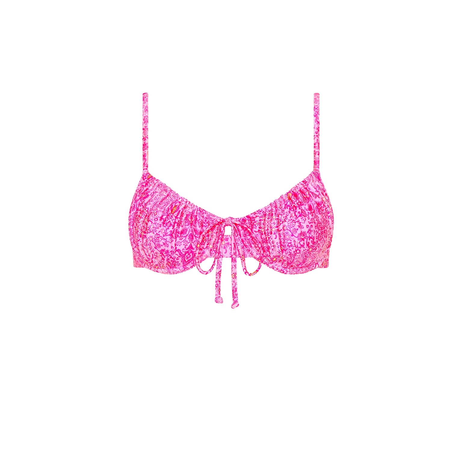 Kulani Kini Ruched Underwire Bra Bikini Top RoseQuartz S