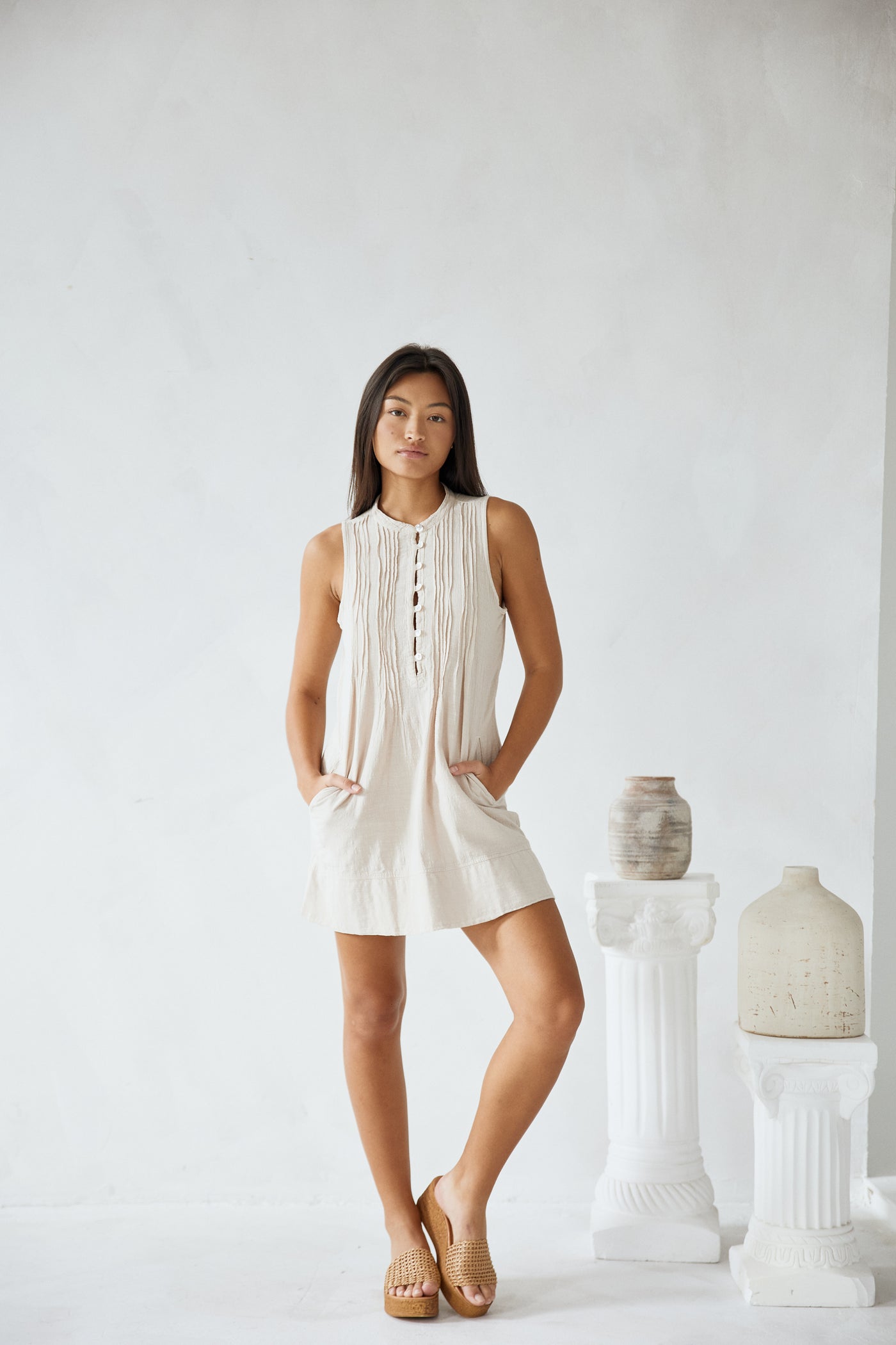 Blanco Suza Mini Dress Beige XXL