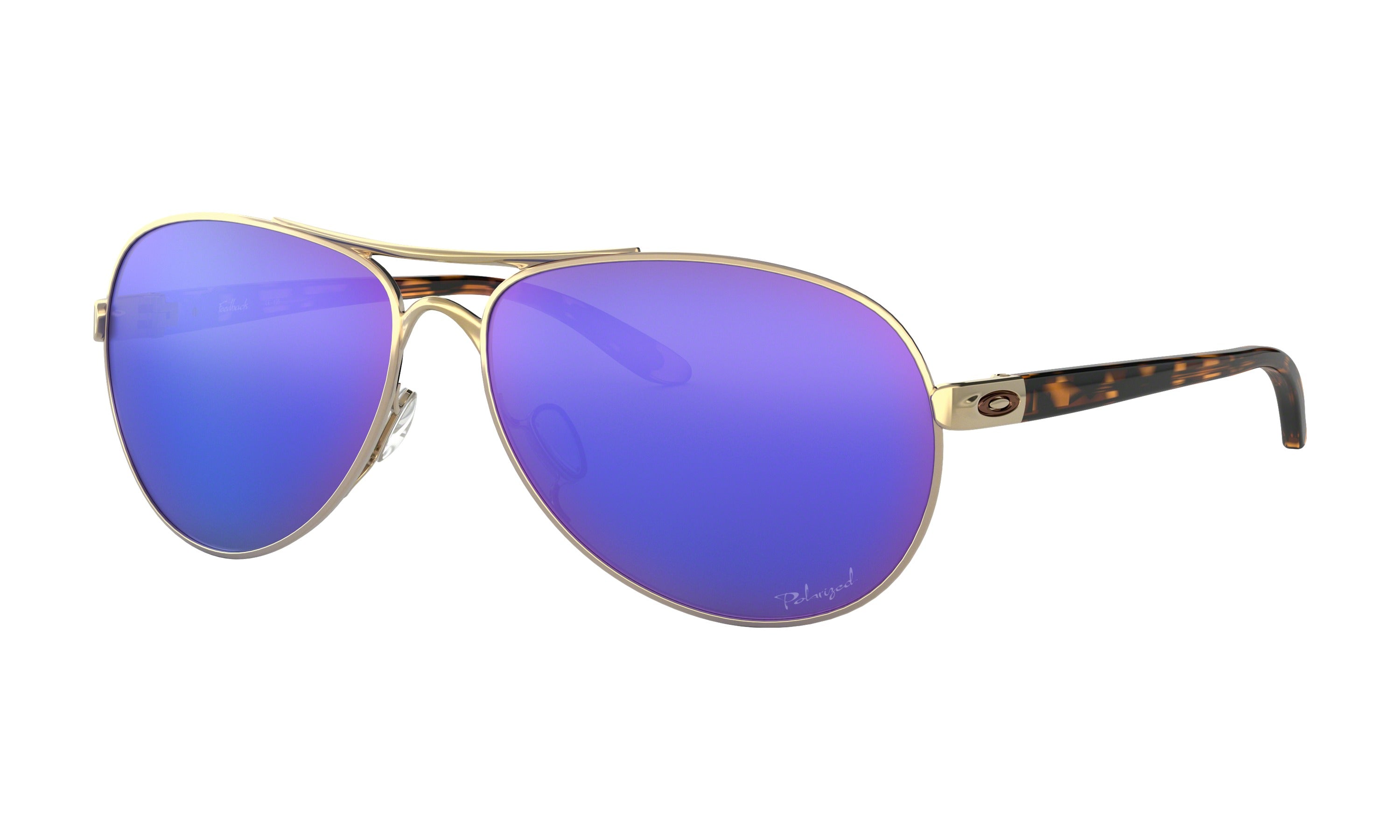 Oakley Feedback Polarized Sunglasses Polished Gold Violet Iridium Aviator