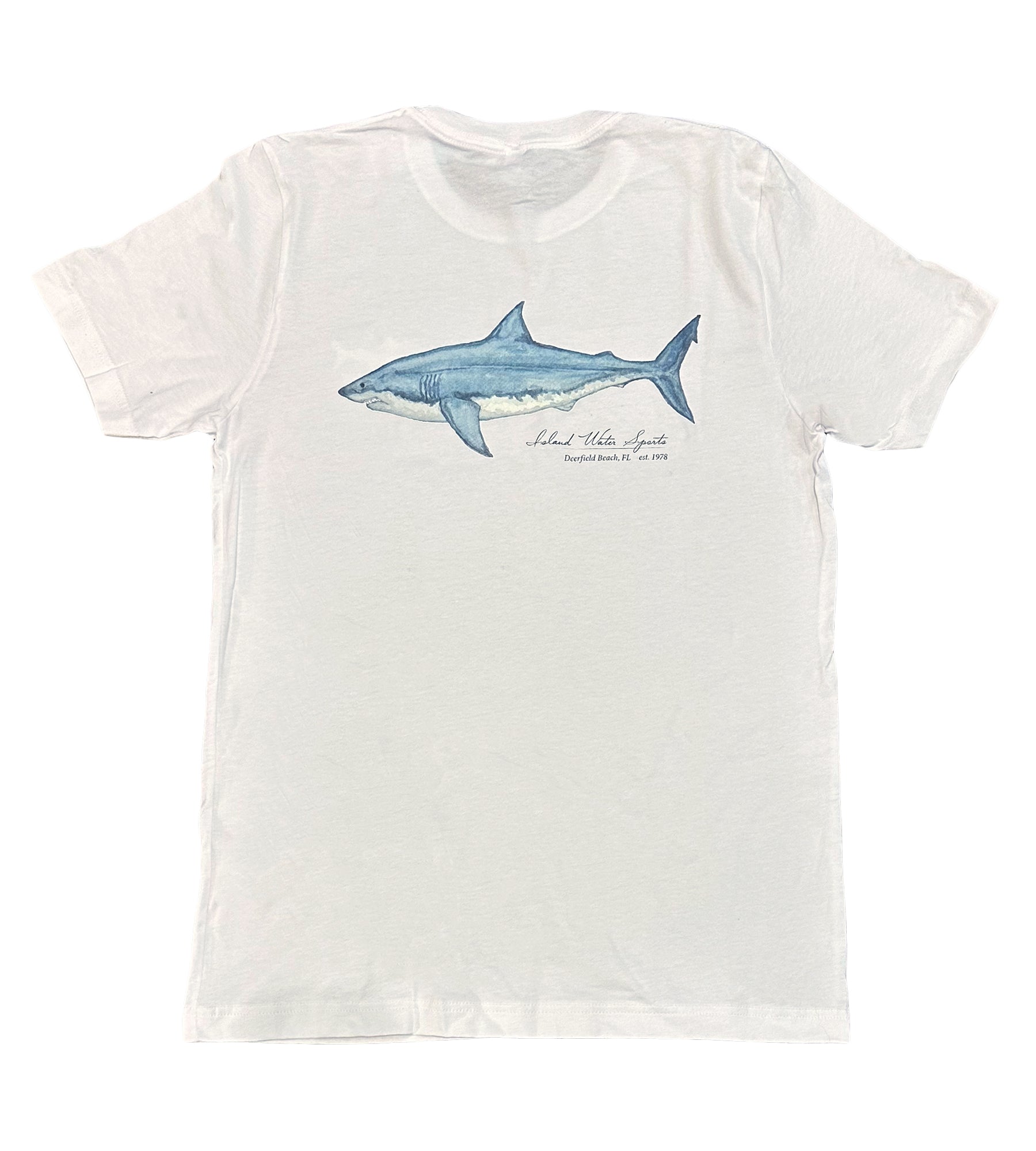 Island Water Sports Watercolor Shark S/S Tee White M