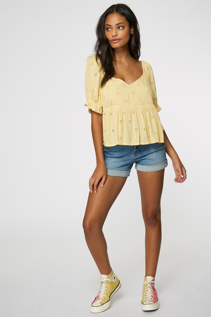 O'Neill Isabel Eyelet Top STR-Straw M