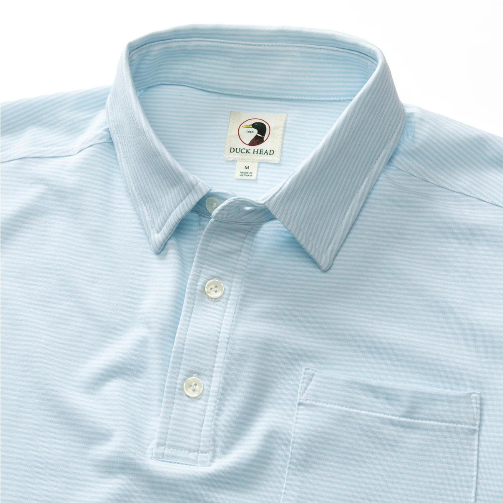 Duck Head Chapman Striped Polo Sky Blue XXL