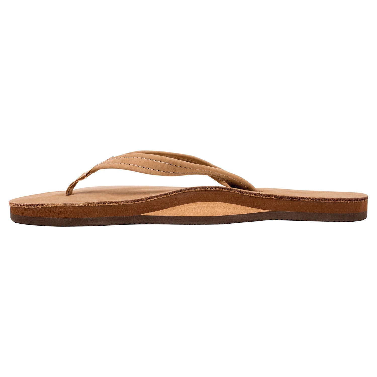 Rainbow Single Layer Leather Narrow Strap Womens Sandal Sierra Brown 10