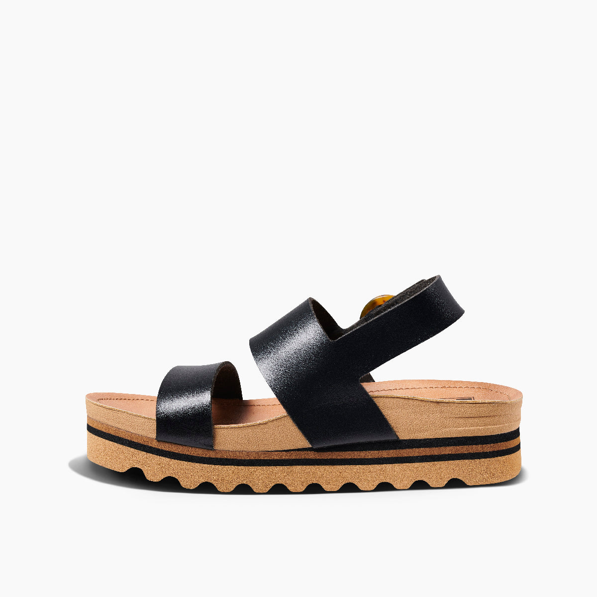 Reef Vista Hi Buckle Womens Sandal Black-Tan 10