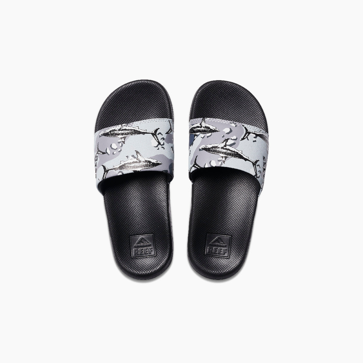 Reef One Slide Boys Sandal Grey Camo Shark 4 Y