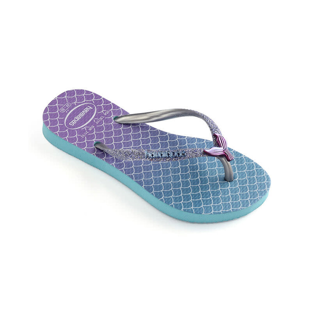Havaianas Kids Slim Glitter Girls Sandal 0031-Blue 3 Y