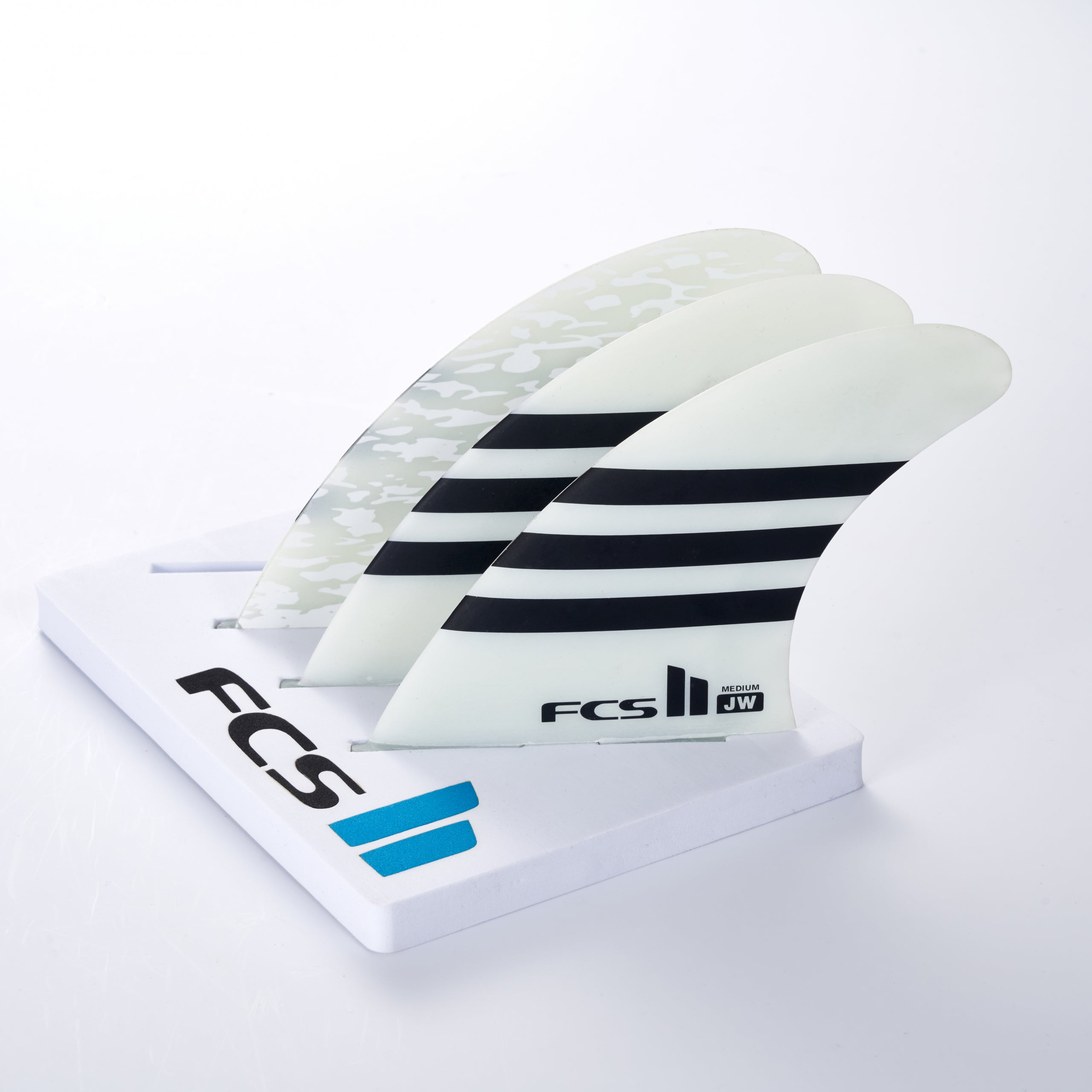 FCS 2 JW PC Tri-Fin Set Black-White L