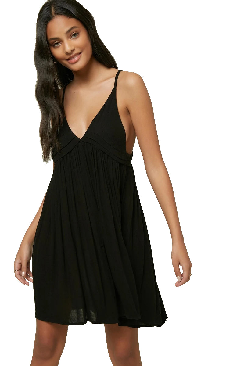 O'neill Saltwater Solids Stripe Tank Dress BLK-Black L