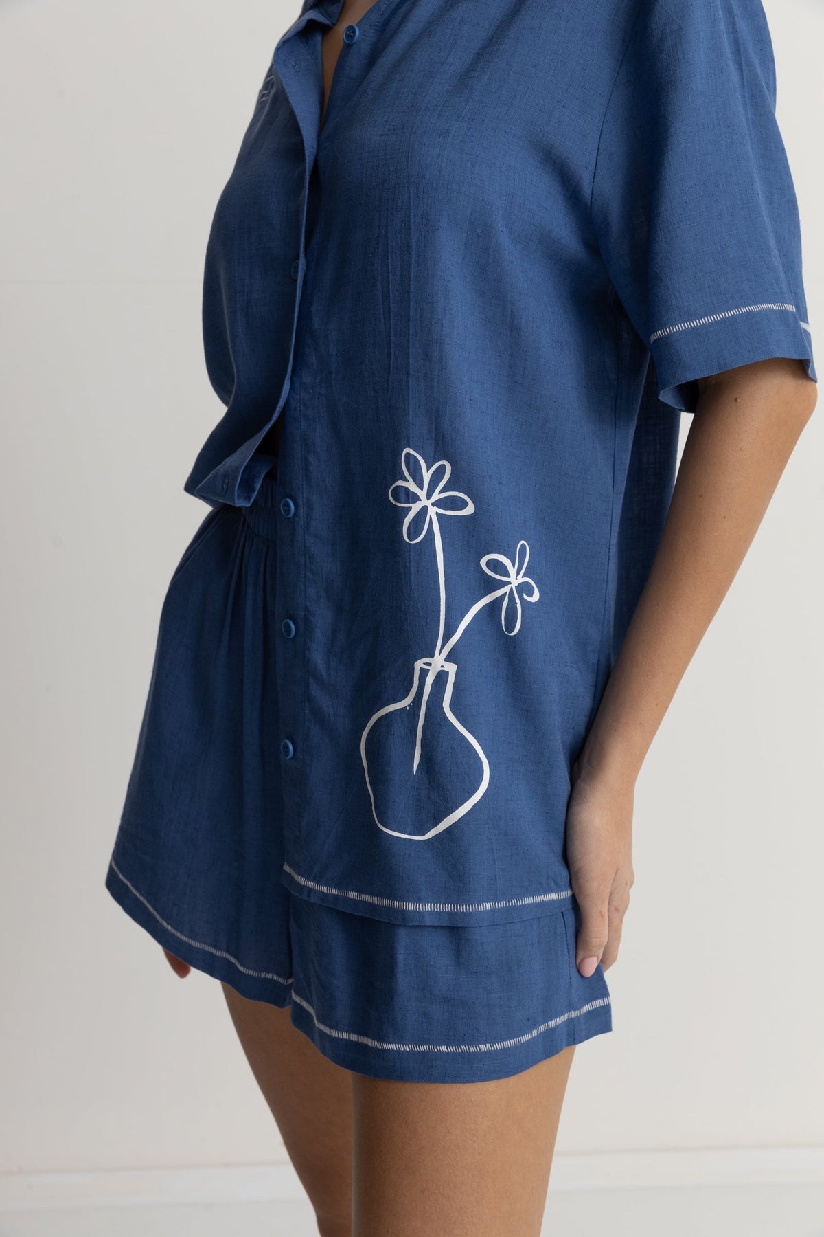 Rhythm Bobby Short Sleeve Shirt BLU L