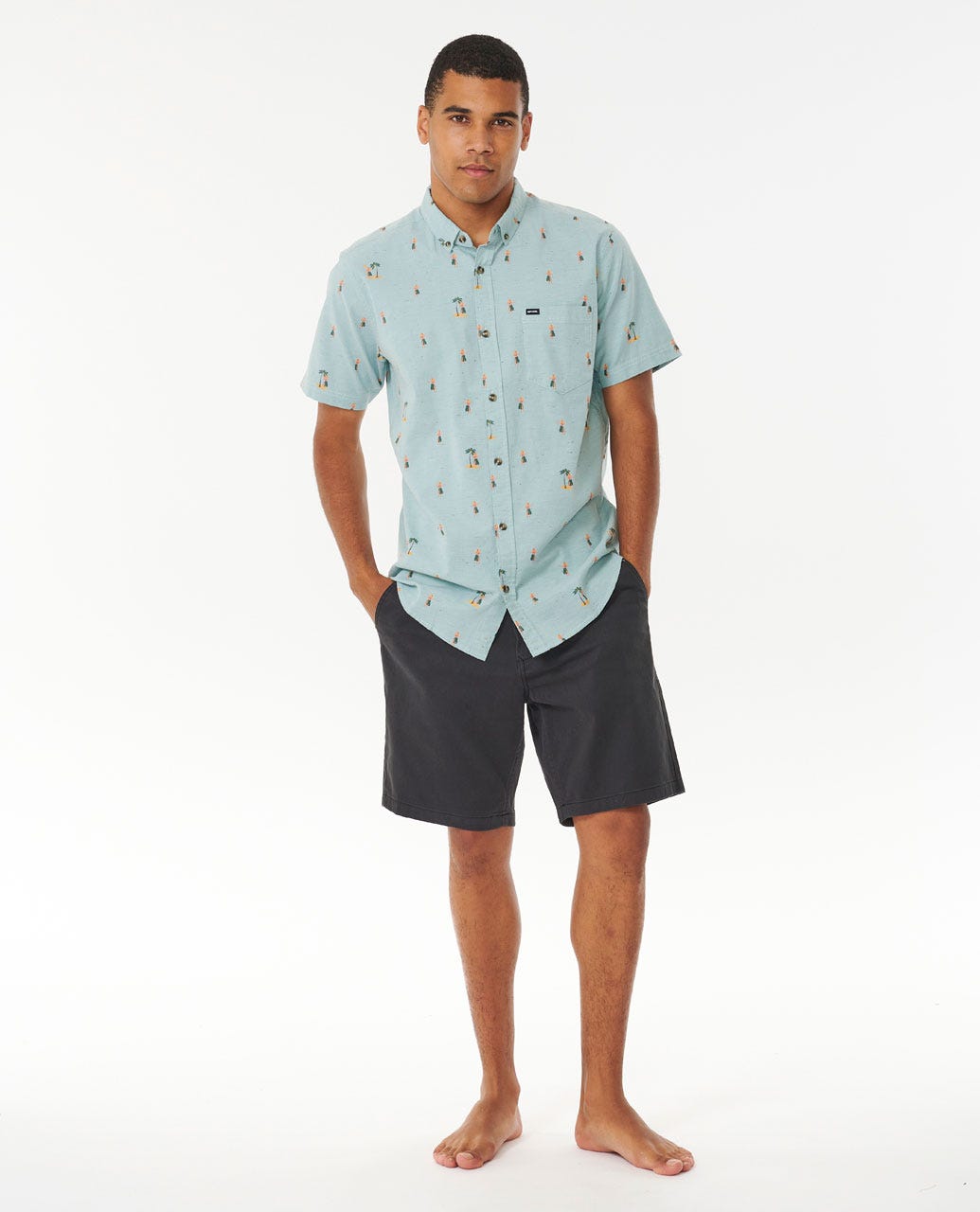 Rip Curl Hula Breach SS Shirt 3458-DustyBlue M