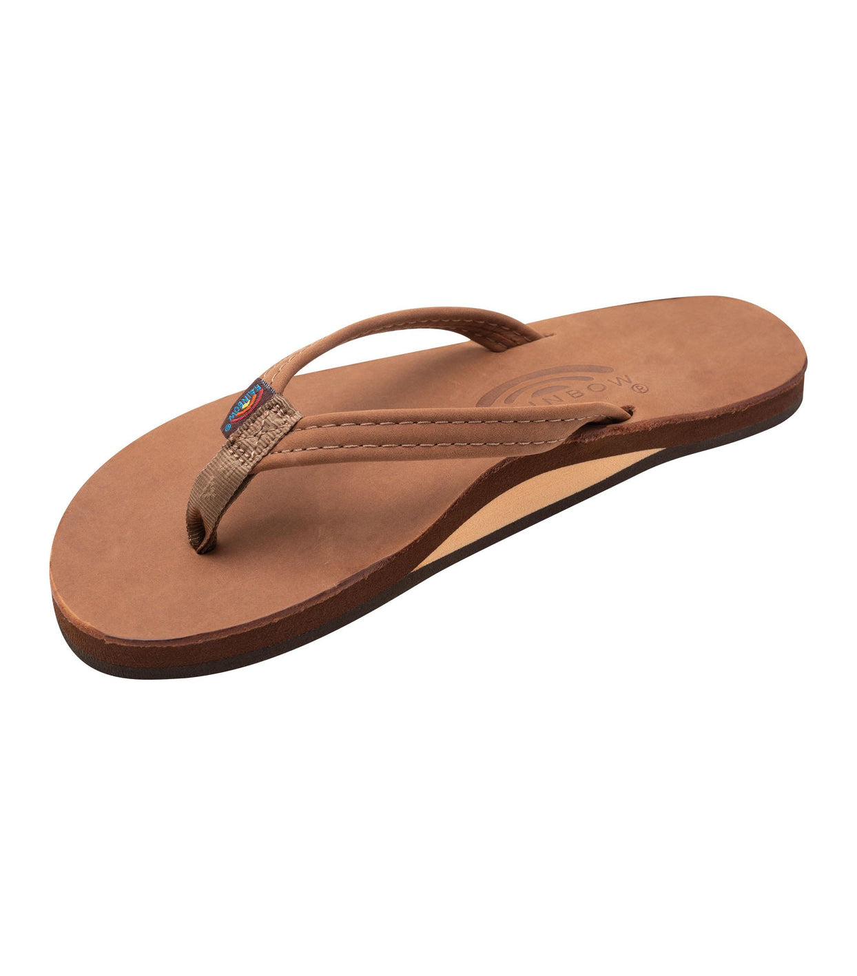Rainbow Single Layer Leather Narrow Strap Womens Sandal Redwood L